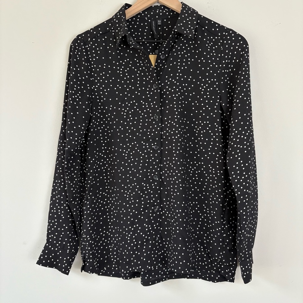 Knot Sisters Polka Dots Button Down Blouse